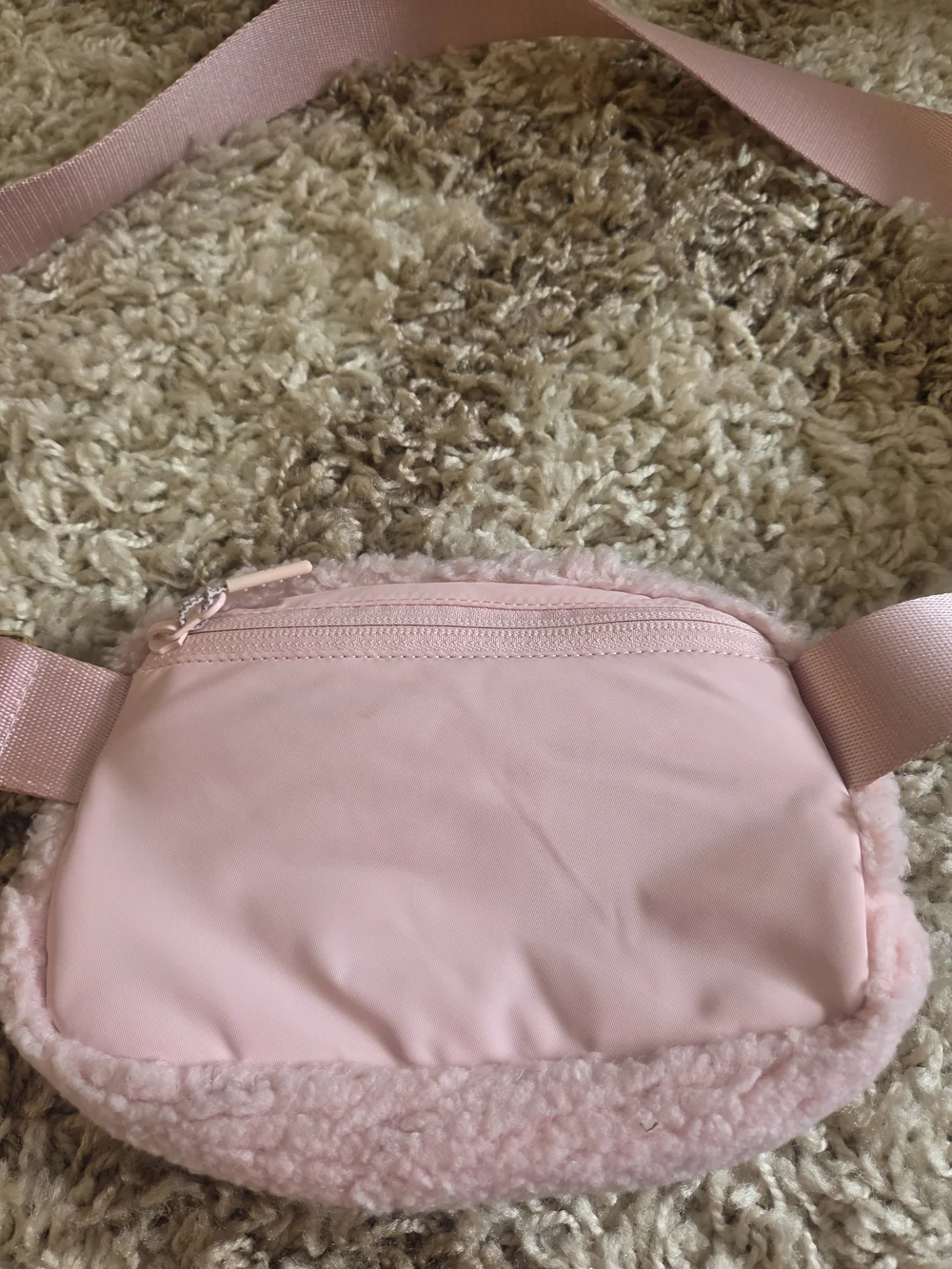 lululemon athletica Pink Sherpa Crossbody with Gold Hardware